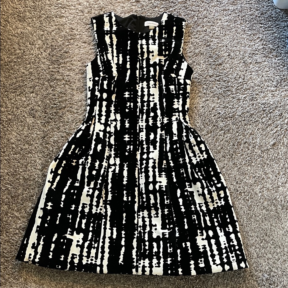 Calvin Klein Black and White Midi Dress